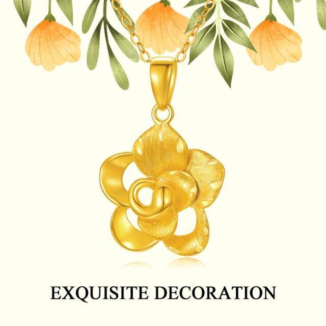 18K Gold Rose Pendant Necklace-4