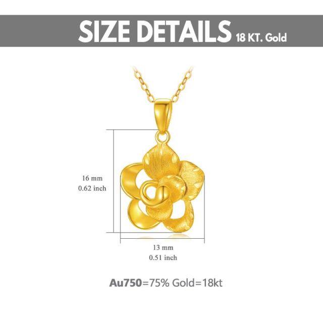 18K Gold Rose Pendant Necklace-5