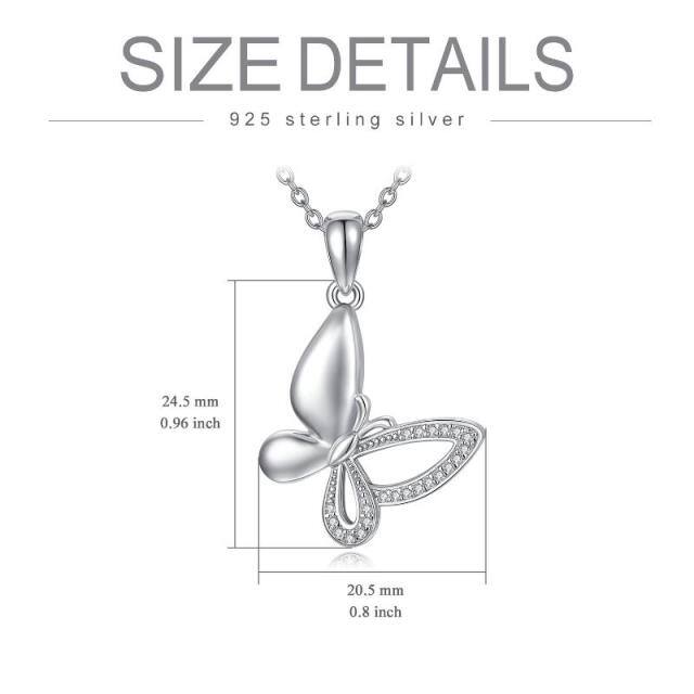 Sterling Silber kreisförmig Cubic Zirkonia Schmetterling Urne Halskette für Asche-5