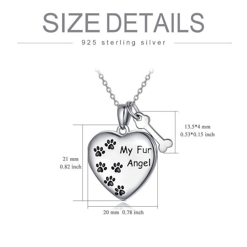 Sterling Silver Paw & Bone Heart Personalized Photo Locket Necklace-7