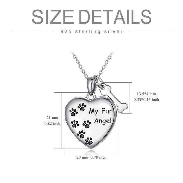 Sterling Silver Paw & Bone Heart Personalized Photo Locket Necklace-6