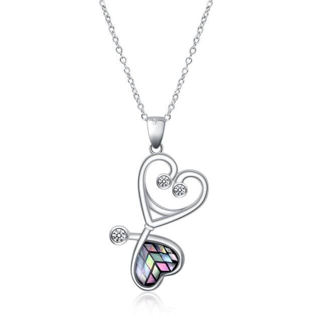 Sterling Silver Opal Stethoscope Pendant Necklace-0