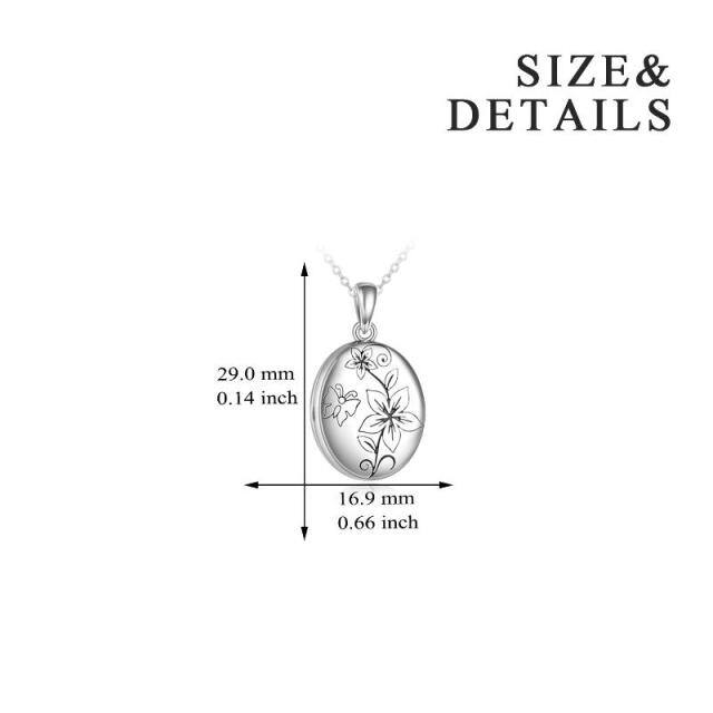 Sterling Silver Peach Blossom Personalized Photo Locket Necklace-4