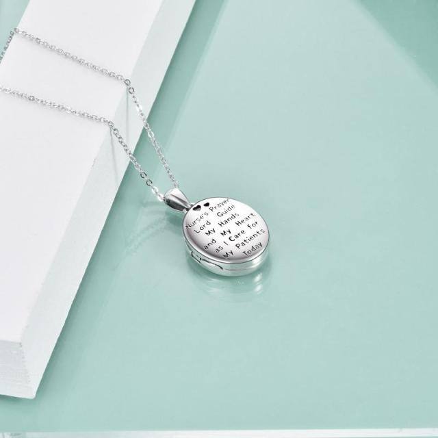 Sterling Silver Peach Blossom Personalized Photo Locket Necklace-2