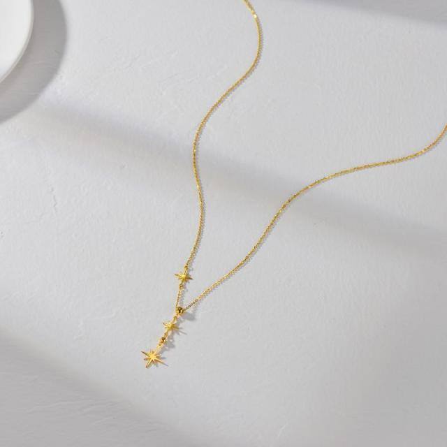 14K Gold Star Non-adjustable Y-Necklace-2