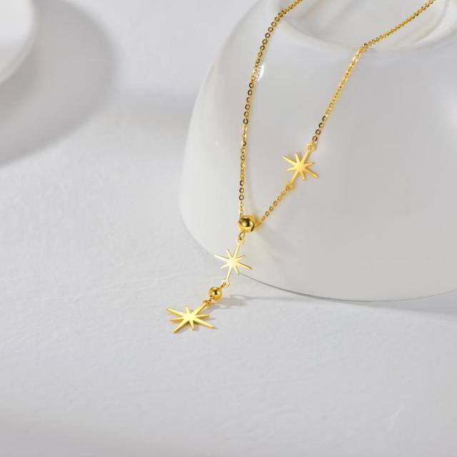 14K Gold Star Non-adjustable Y-Necklace-2