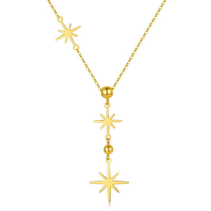 Collier en Y non réglable en or 14K avec étoile-1