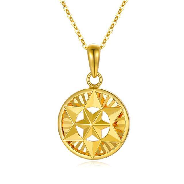 18K Gold Star Coin Pendant Necklace-1