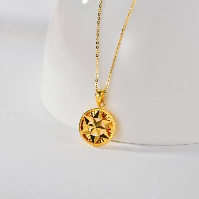 18K Gold Star Coin Pendant Necklace-3