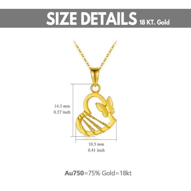 18K Gold Butterfly & Heart Pendant Necklace-5