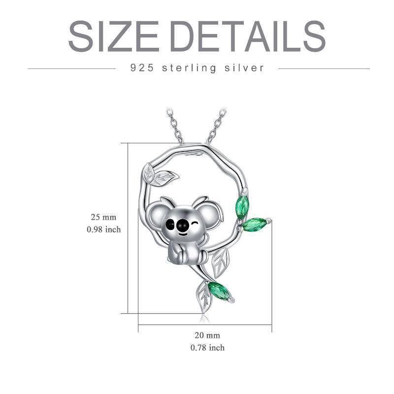 Sterling Silver Cubic Zirconia Koala Pendant Necklace-6