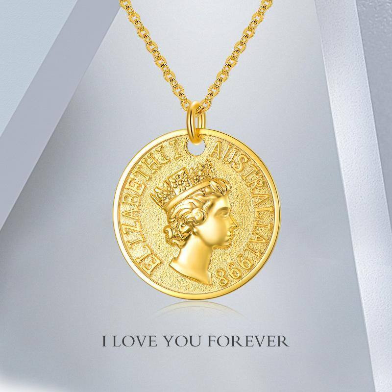 18K Gold Round/Spherical Coin Pendant Necklace-6