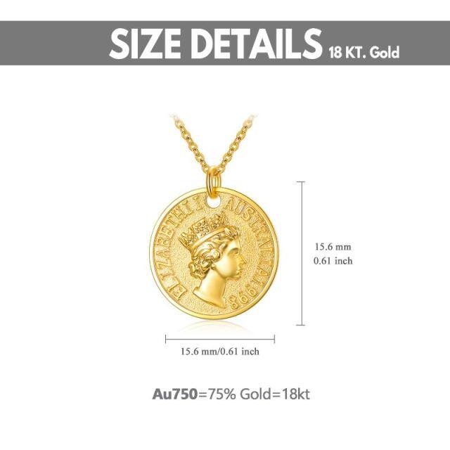 Collier avec pendentif en or 18K en forme de pièce de monnaie ronde/sphérique-2