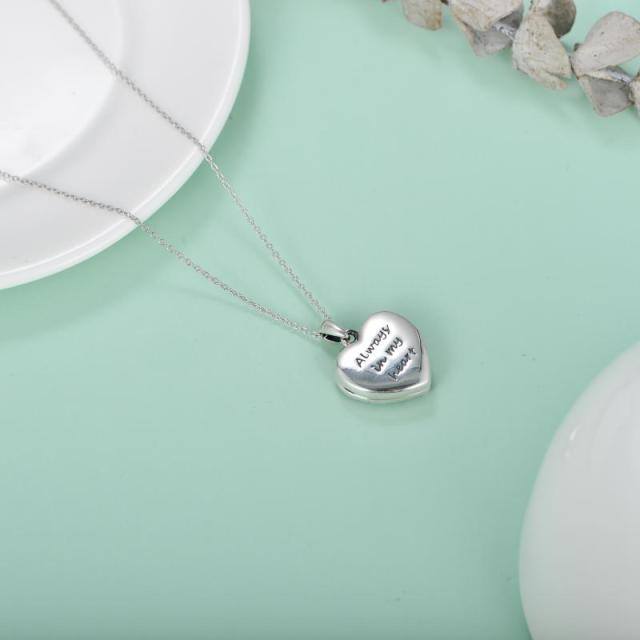 Pingente de prata esterlina com coração e rosa Gravação personalizada e colar com medalhão de fotos-5