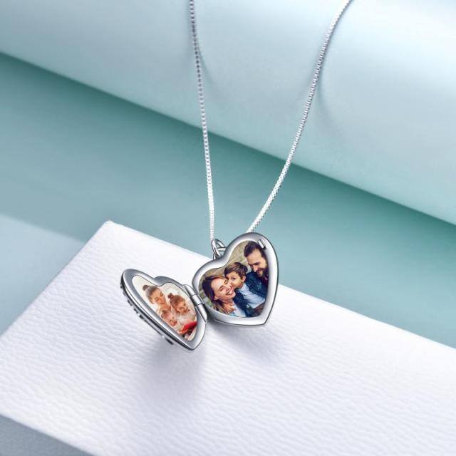Sterling Silver Two-tone Personalized Photo & Mother Personalized Photo Locket Necklace-3