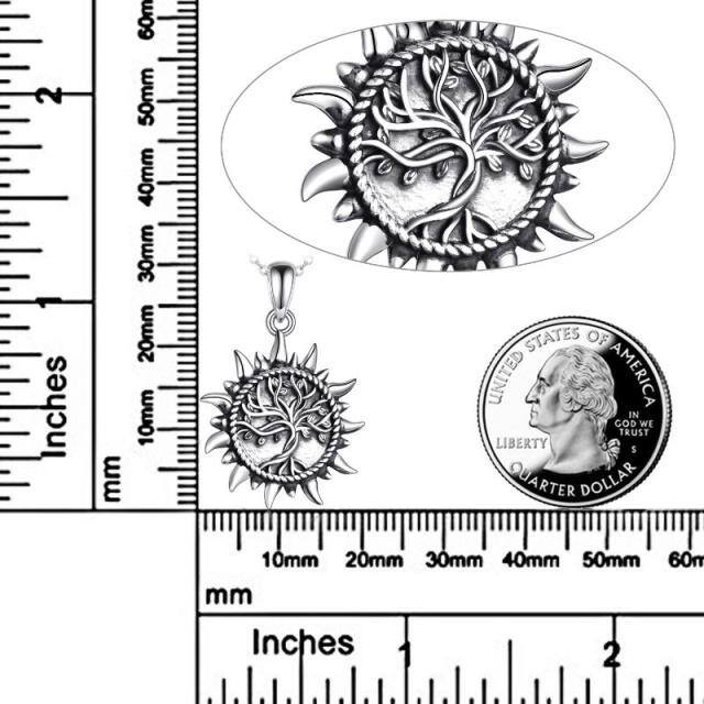 Sterling Silver Tree Of Life & Sun Urn Necklace for Ashes-2