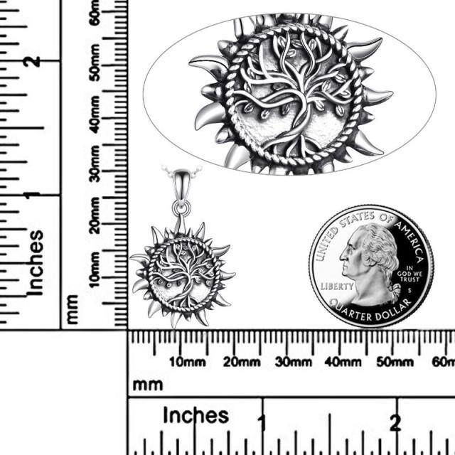 Colar de prata esterlina com árvore da vida e urna de sol para cinzas-2