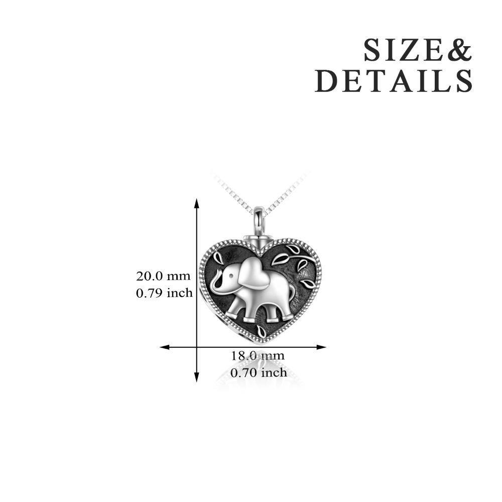 Sterling Silver Two-tone Elephant & Heart Urn Necklace for Ashes-5