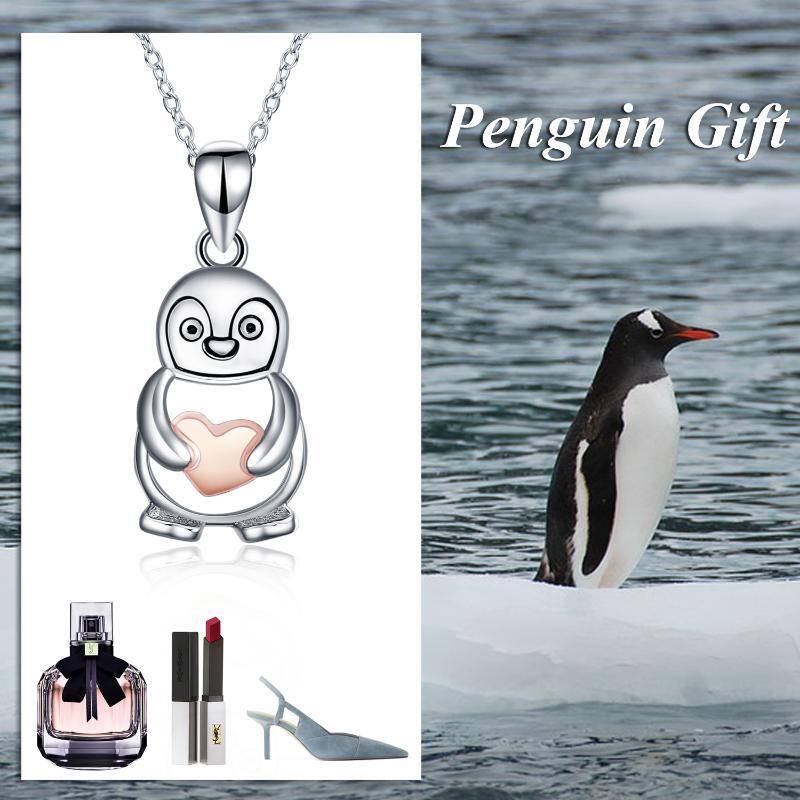 Sterling Silver Two-tone Penguin Pendant Necklace-6