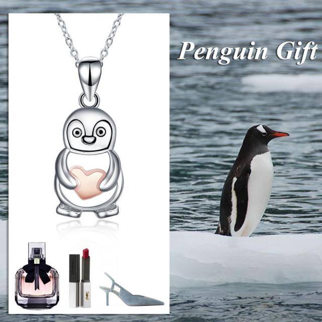 Sterling Silver Two-tone Penguin Pendant Necklace-5