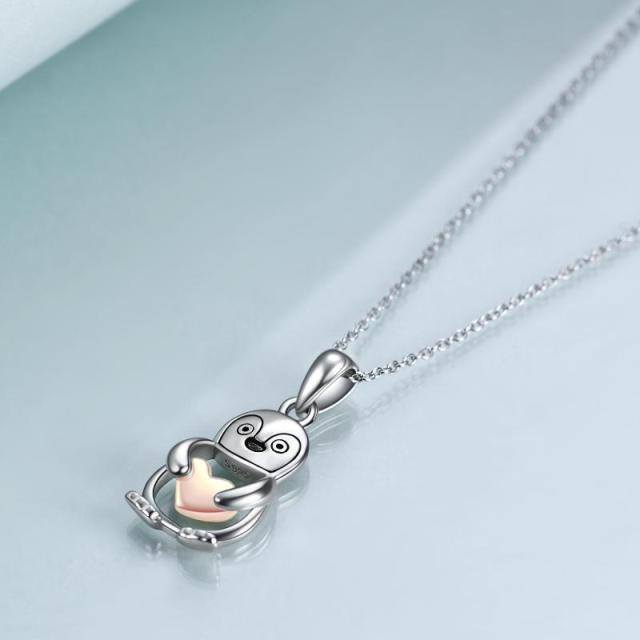Sterling Silver Two-tone Penguin Pendant Necklace-2
