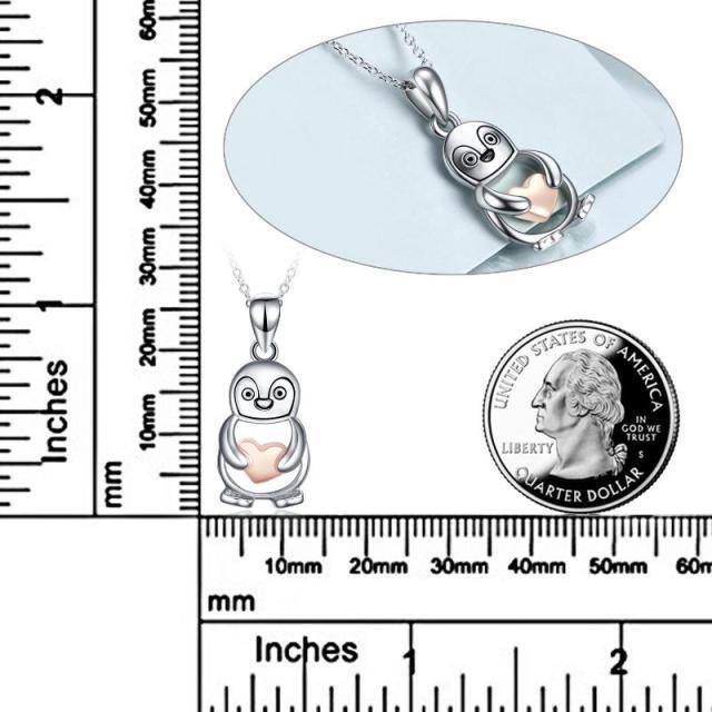Sterling Silver Two-tone Penguin Pendant Necklace-4