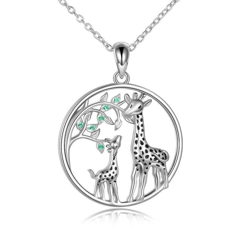 Sterling Silver Giraffe Pendant Necklace-1