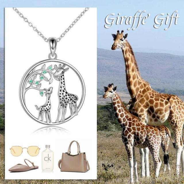 Sterling Silver Giraffe Pendant Necklace-5