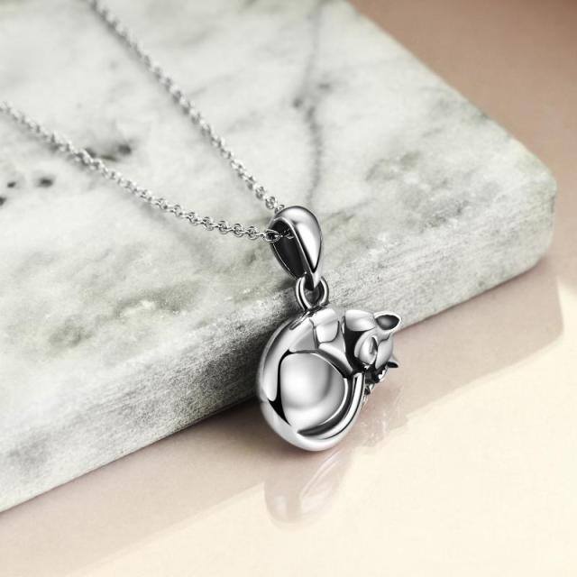 Sterling Silver Sleeping Cat Urn Necklace for Ashes-3