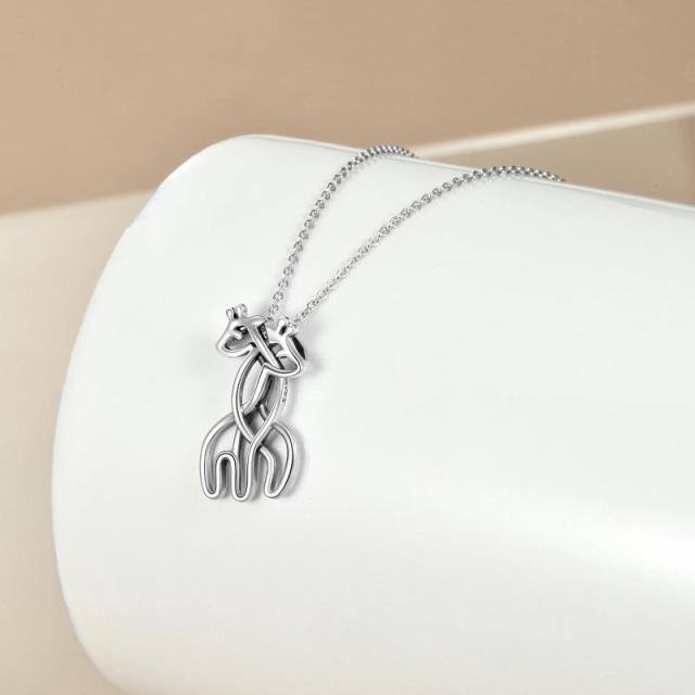 Sterling Silver Couple Giraffe Pendant Necklace for Lovers-2