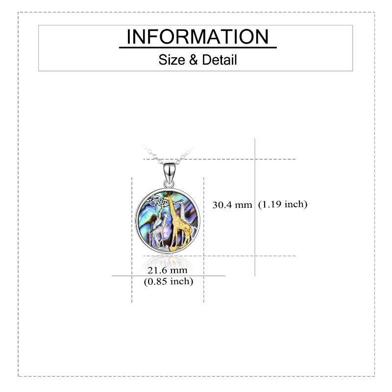 Sterling Silver Two-tone Abalone Shellfish Giraffe Pendant Necklace for Women Men-5