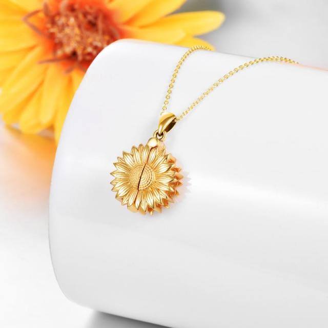 Sterling Silver Two-tone Sunflower & Personalized Photo Personalized Photo Locket Necklace-3