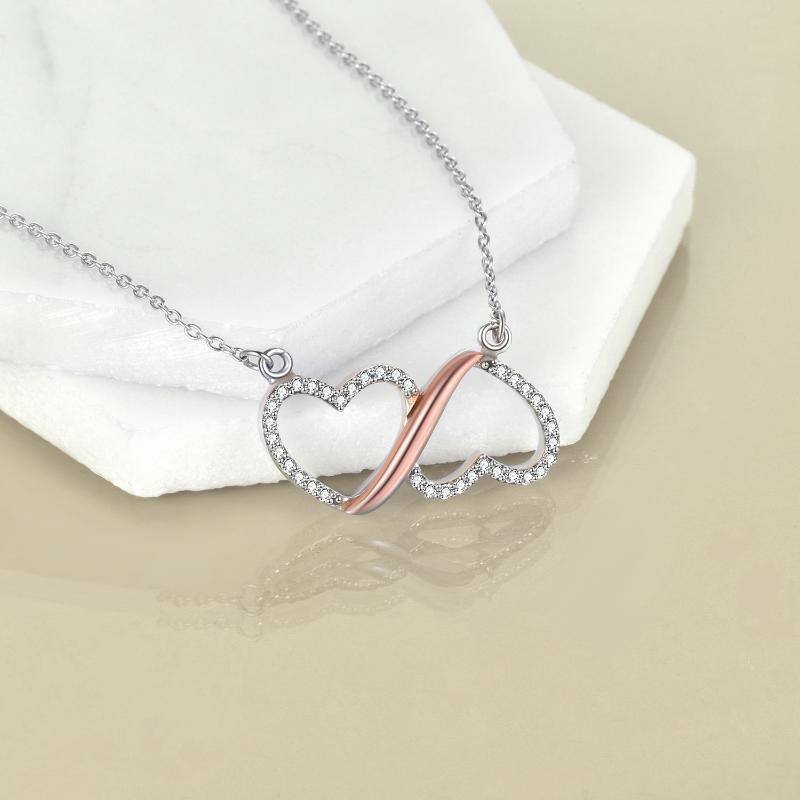 cdeb4d10174e71649cabe54401164d01 - Sterling Silver Dainty Infinity Love Double Heart Necklace