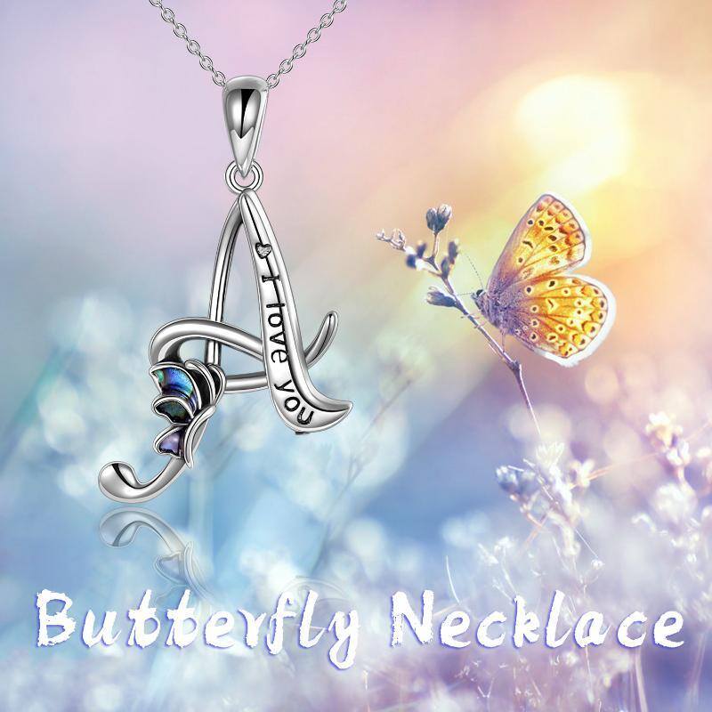Sterling Silver Abalone Shellfish Butterfly Urn Necklace for Ashes with Engraved Word-6