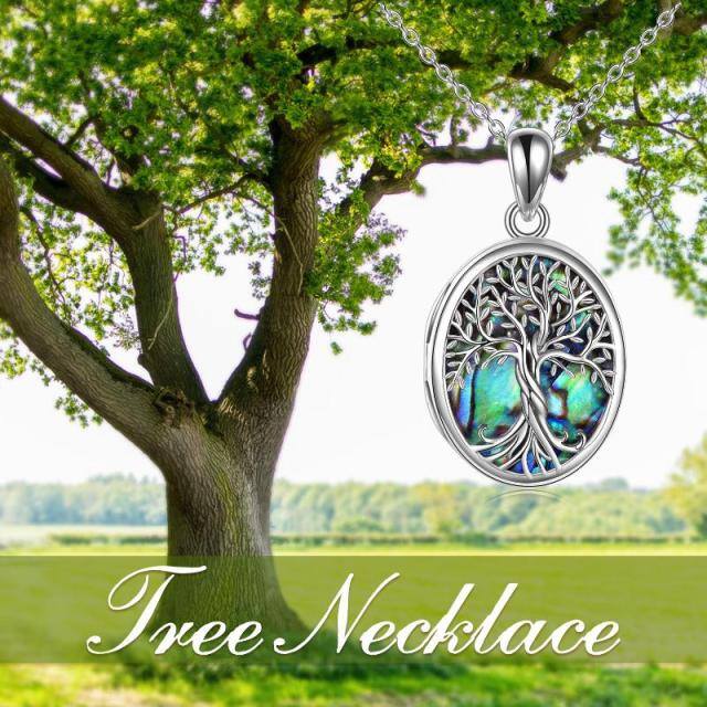 Sterling Silver Abalone Shellfish Tree Of Life Personalized Photo Locket Necklace-5