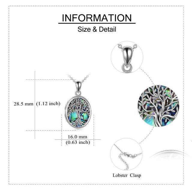 Colar de prata esterlina com molusco Abalone Árvore da Vida Personalizado Photo Locket-4