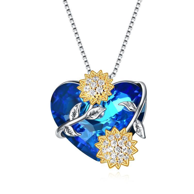 Collier pendentif en cristal de coeur en argent sterling-1