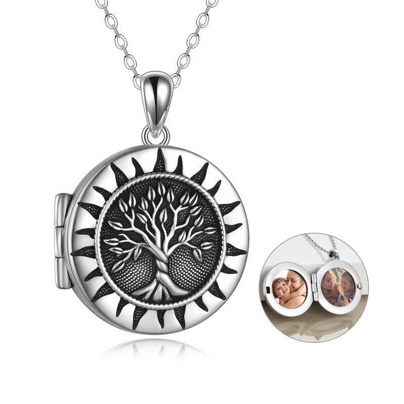 Sterling Silver Tree Of Life & Personalized Photo Personalized Photo Locket Necklace-1