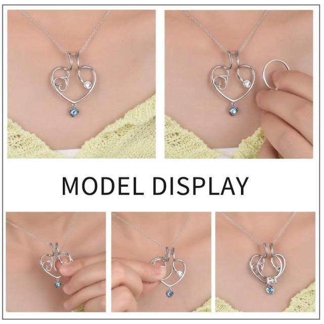 Sterling Silver Cubic Zirconia Ring Holder & Stethoscope Pendant Necklace-3