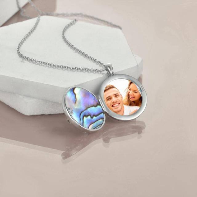 Collar con medallón de foto personalizado con forma de búho y circonita cúbica redonda de plata de ley con palabra grabada-1