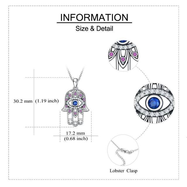 Sterling Silver Evil Eye & Hamsa Hand Pendant Necklace-5