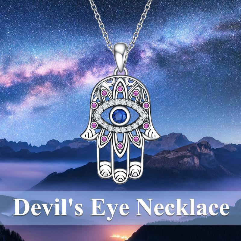 Sterling Silver Evil Eye & Hamsa Hand Pendant Necklace-6