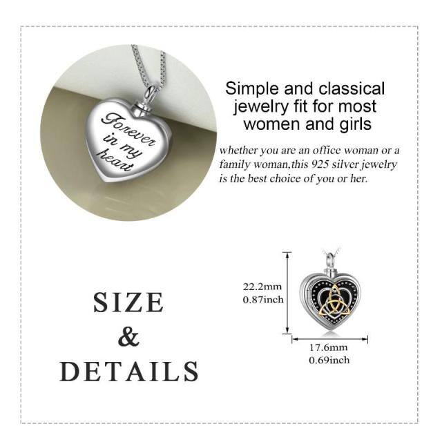 Sterling Silver Tri-tone Heart Urn Necklace for Ashes with Engraved Word-4