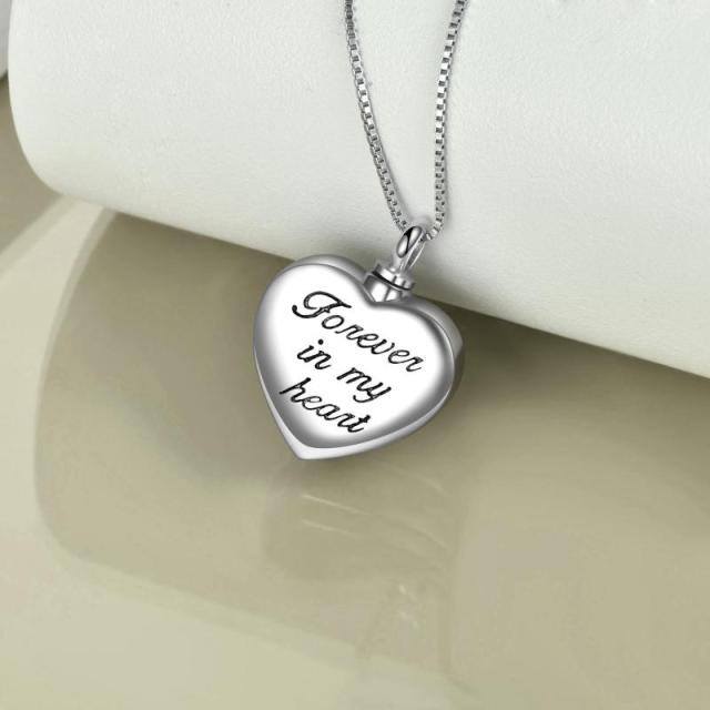 Sterling Silver Tri-tone Heart Urn Necklace for Ashes with Engraved Word-3