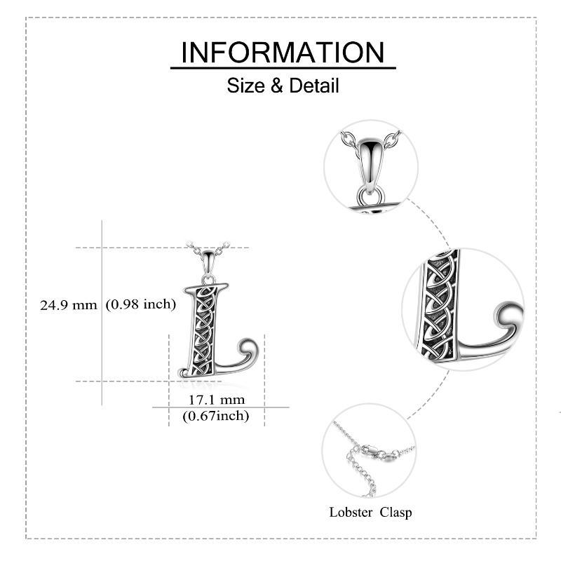 Srebrny celtycki naszyjnik na urnę na prochy z inicjałem L-5