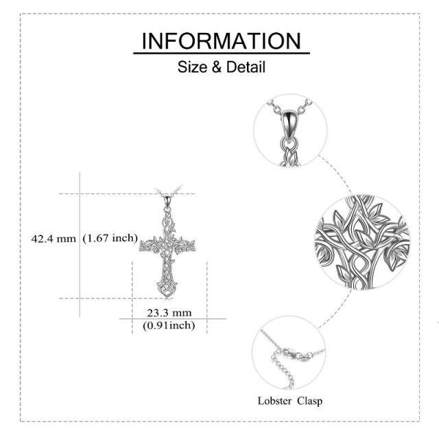 Sterling Silber Baum des Lebens & Kreuz Anhänger Halskette-4