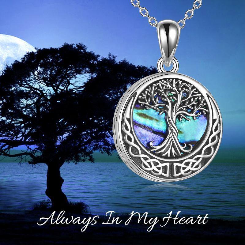 Sterling Silver Abalone Shellfish Tree Of Life & Celtic Knot Urn Necklace for Ashes with Engraved Word-6