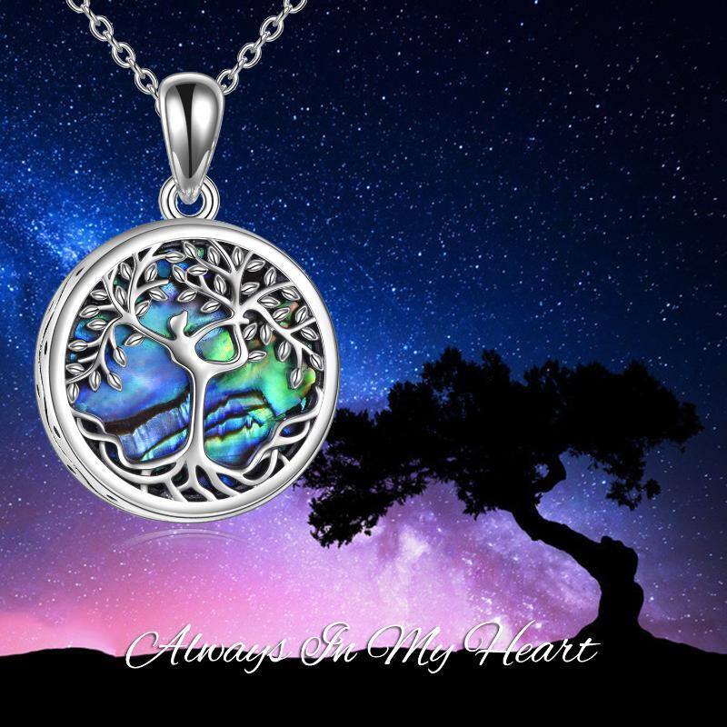 Sterling Silver Abalone Shellfish Tree Of Life Urn Necklace for Ashes with Engraved Word-6