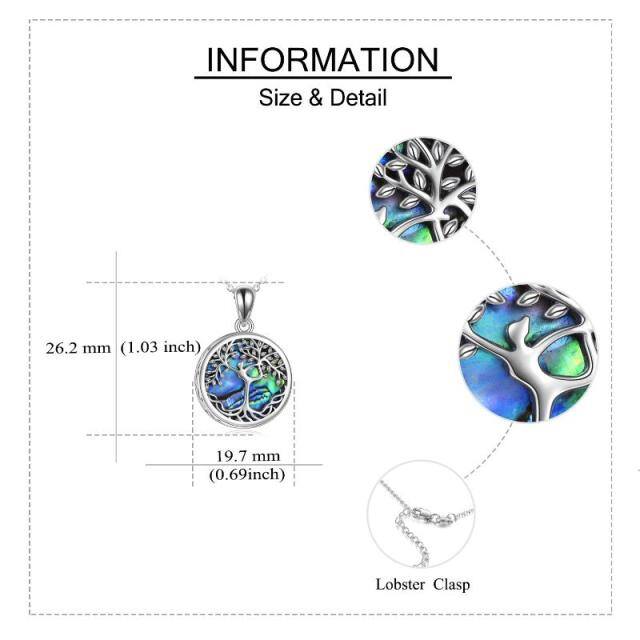 Sterling Silver Abalone Shellfish Tree Of Life Urn Necklace for Ashes with Engraved Word-4