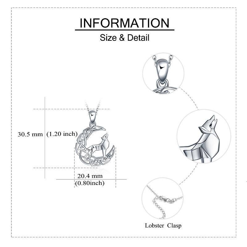 Halskette aus Sterlingsilber mit Wolfsmond, für Damen und Herren-4
